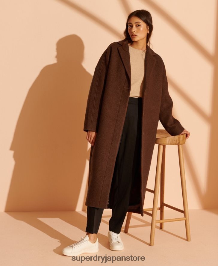 限定版延縄ウールコート 女性 Superdry 衣類 黄褐色 2J62PZ5573