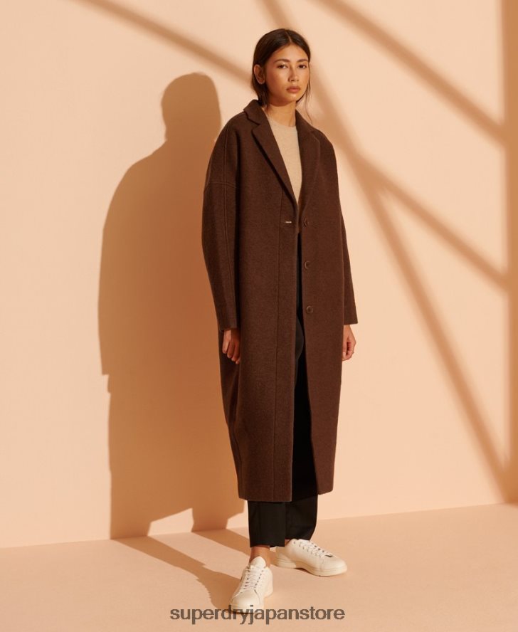 限定版延縄ウールコート 女性 Superdry 衣類 黄褐色 2J62PZ5573