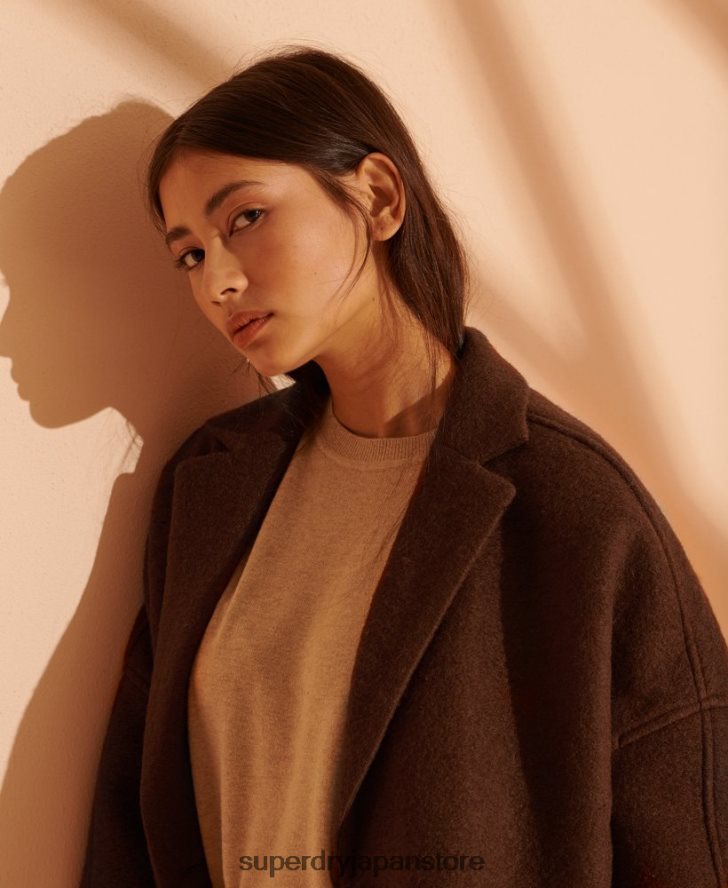 限定版延縄ウールコート 女性 Superdry 衣類 黄褐色 2J62PZ5573