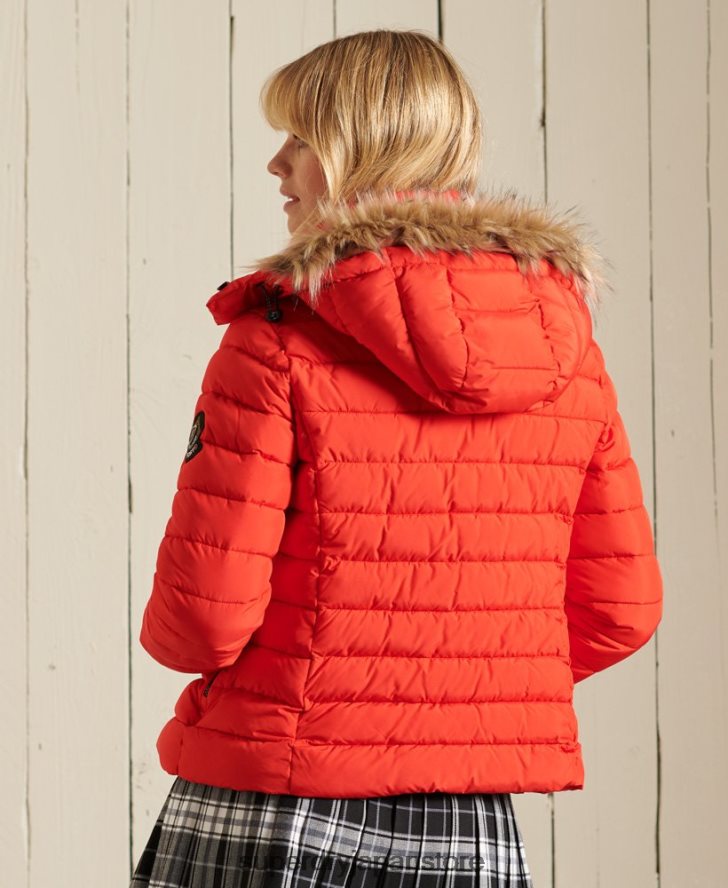 クラシック フェイクファー フジ ジャケット 女性 Superdry 衣類 赤 2J62PZ5577