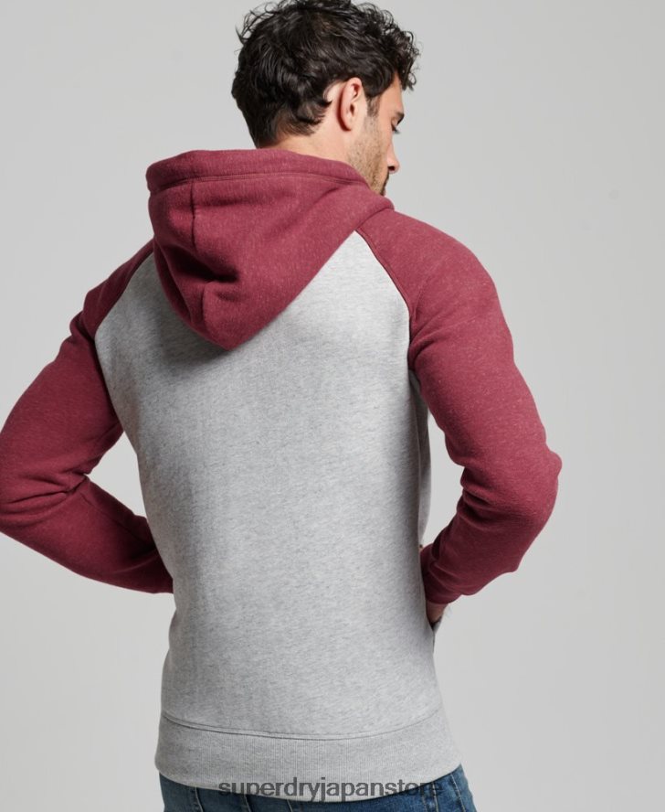 ヴィンテージロゴ刺繍ベースボールジップパーカー 男性 Superdry 衣類 ライトグレー 2J62PZ557