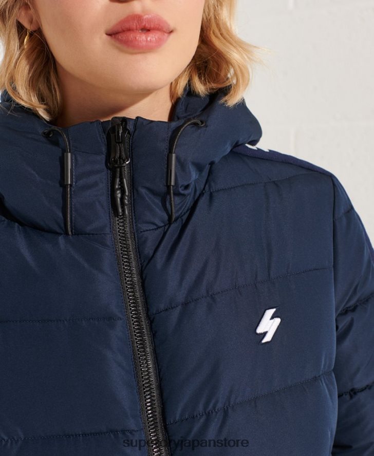 コードロゴテープスピリットパフジャケット 女性 Superdry 衣類 海軍 2J62PZ5586