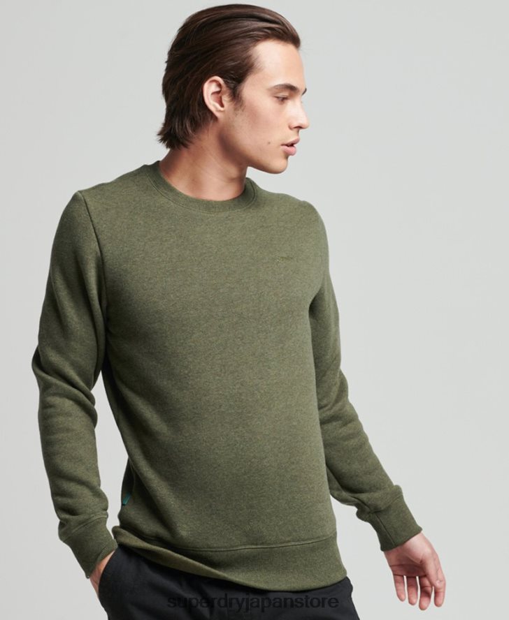 オーガニックコットン ヴィンテージロゴ クルースウェットシャツ 男性 Superdry 衣類 カーキ 2J62PZ558
