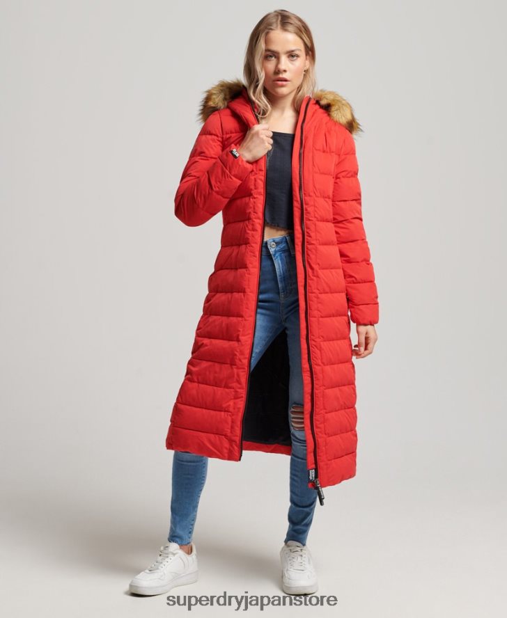 北極ロングフグコート 女性 Superdry 衣類 赤 2J62PZ5591