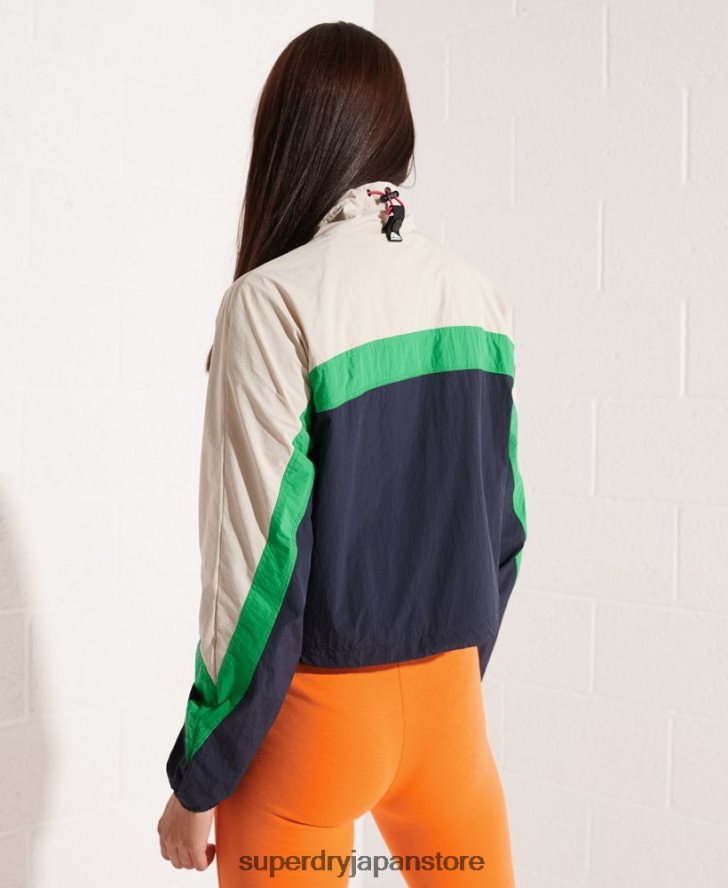 カラーブロック トラック オーバーヘッド ジャケット 女性 Superdry 衣類 海軍 2J62PZ5592