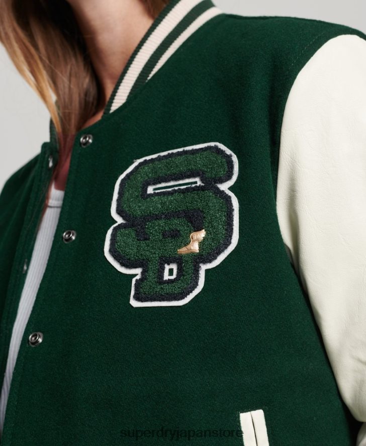 代表チームパッチ付きボンバージャケット 女性 Superdry 衣類 緑 2J62PZ5593