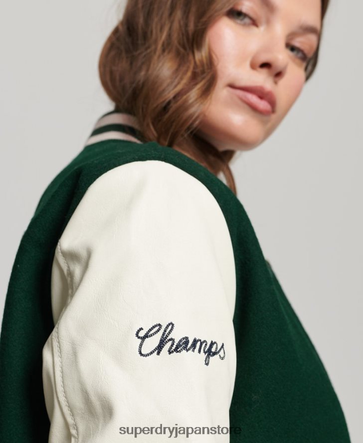 代表チームパッチ付きボンバージャケット 女性 Superdry 衣類 緑 2J62PZ5593