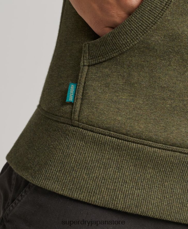 オーガニックコットン ヴィンテージロゴ刺繍ジップパーカー 男性 Superdry 衣類 カーキ 2J62PZ559