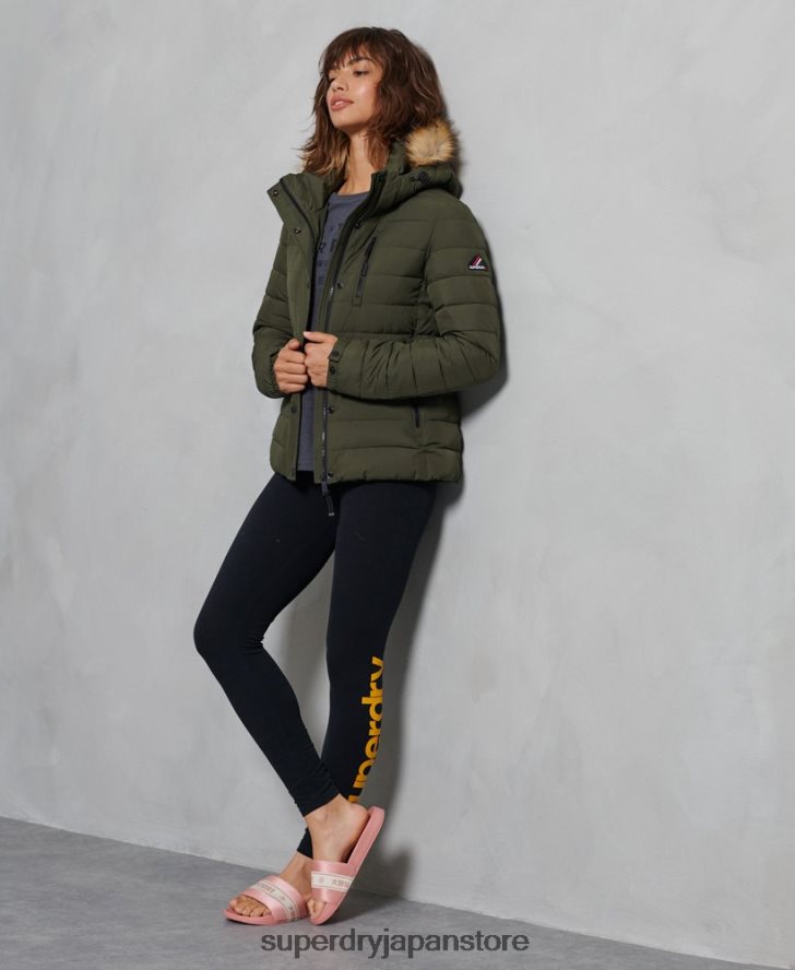 クラシック フェイクファー フジ ジャケット 女性 Superdry 衣類 緑 2J62PZ5607