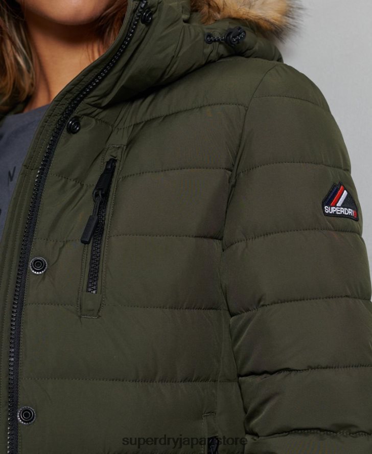 クラシック フェイクファー フジ ジャケット 女性 Superdry 衣類 緑 2J62PZ5607