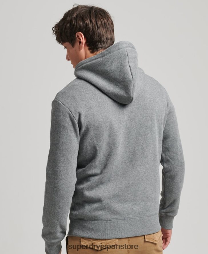 オーガニックコットン エッセンシャル ロゴ パーカー 男性 Superdry 衣類 グレー 2J62PZ560