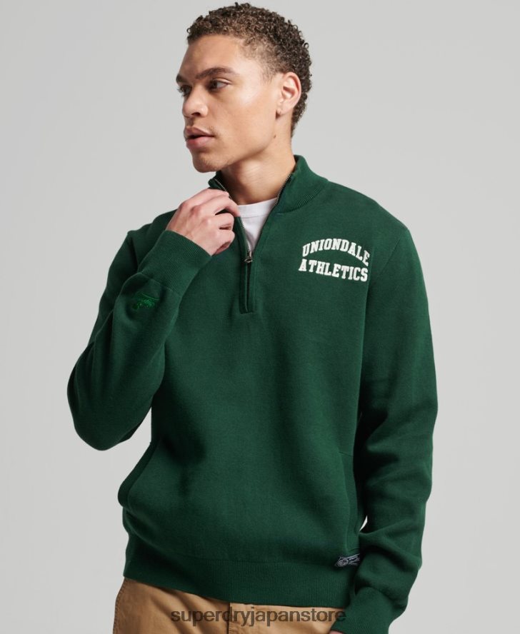 ヴィンテージ バーシティ ヘンリー スウェットシャツ 男性 Superdry 衣類 緑 2J62PZ561