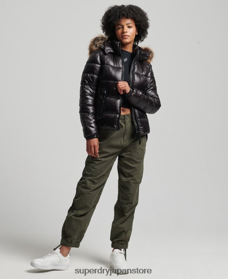 富士山フード付きジャケット 女性 Superdry 衣類 黒 2J62PZ5610