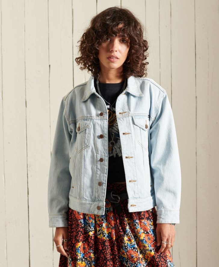 ボーイフレンドトラッカージャケット 女性 Superdry 衣類 ライトブルー 2J62PZ5615