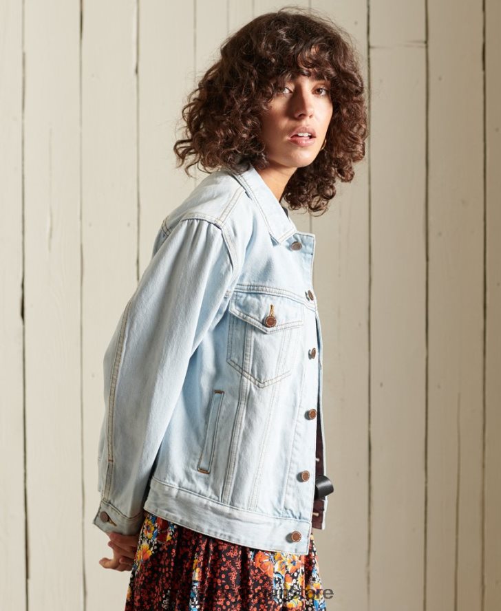 ボーイフレンドトラッカージャケット 女性 Superdry 衣類 ライトブルー 2J62PZ5615