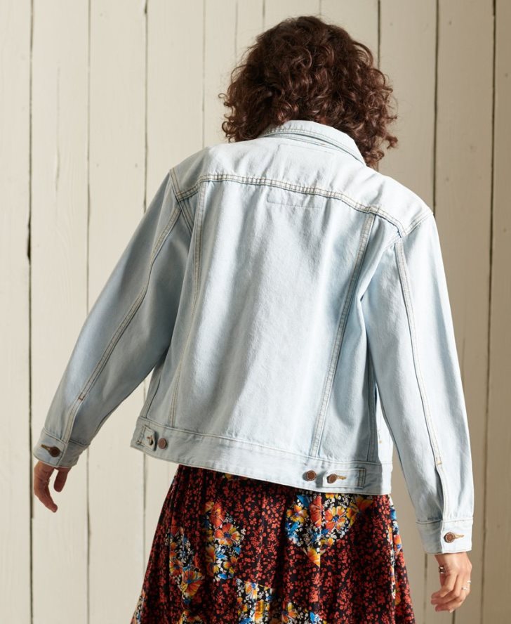 ボーイフレンドトラッカージャケット 女性 Superdry 衣類 ライトブルー 2J62PZ5615