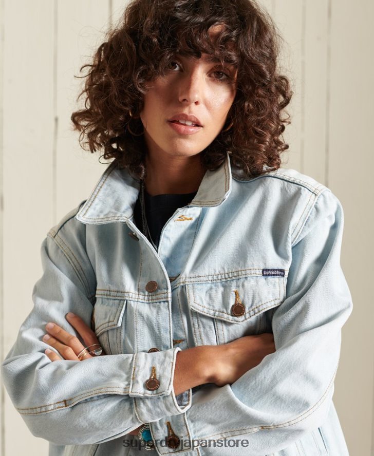 ボーイフレンドトラッカージャケット 女性 Superdry 衣類 ライトブルー 2J62PZ5615