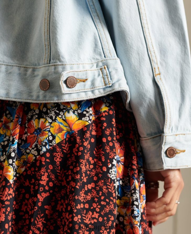 ボーイフレンドトラッカージャケット 女性 Superdry 衣類 ライトブルー 2J62PZ5615