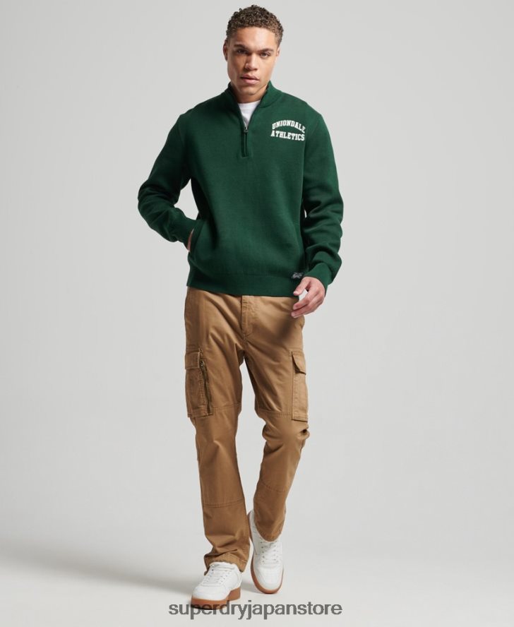 ヴィンテージ バーシティ ヘンリー スウェットシャツ 男性 Superdry 衣類 緑 2J62PZ561