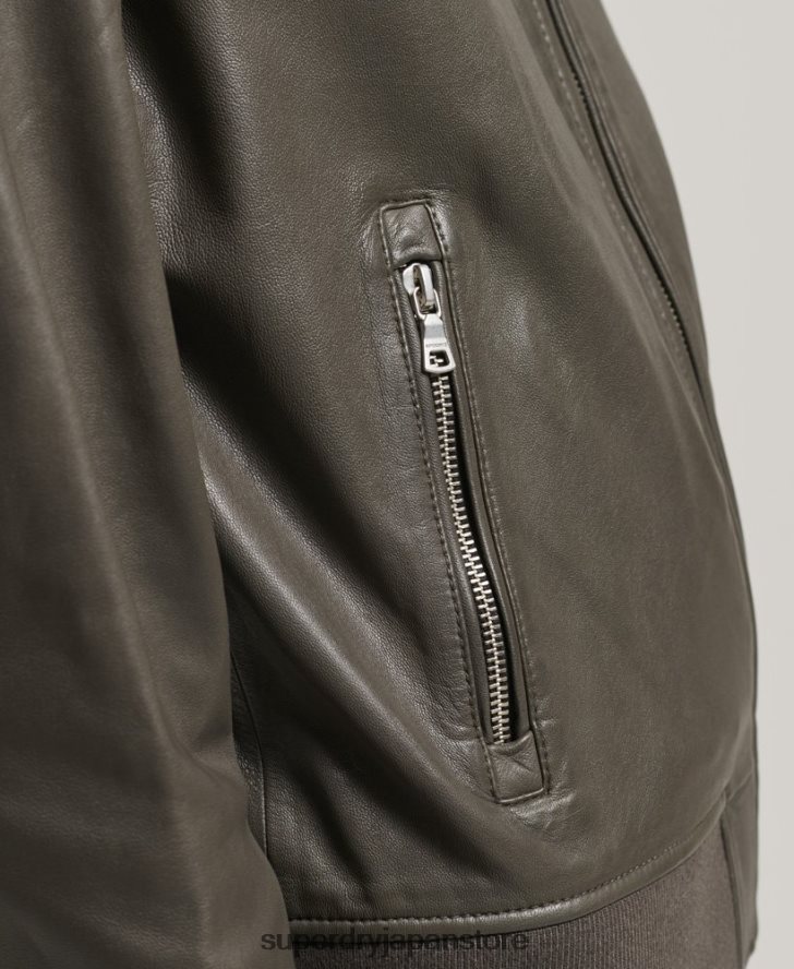 レザーフライトボンバージャケット 女性 Superdry 衣類 濃い灰色 2J62PZ5620