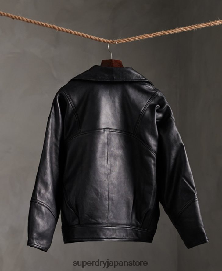 ハイブリッドレザーバイカージャケットを編集 女性 Superdry 衣類 黒 2J62PZ5623