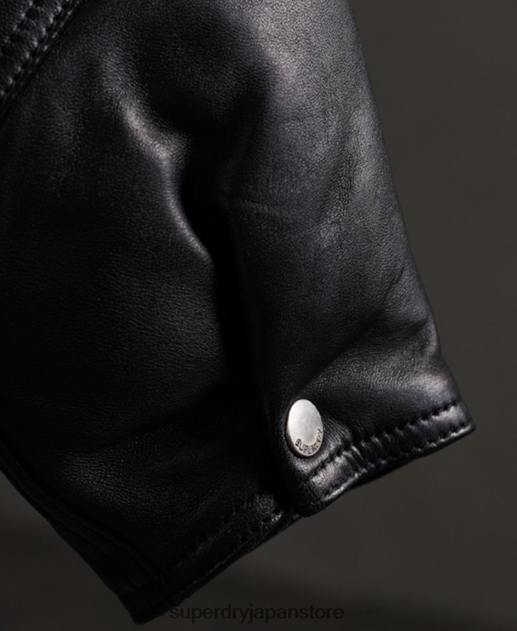 ハイブリッドレザーバイカージャケットを編集 女性 Superdry 衣類 黒 2J62PZ5623