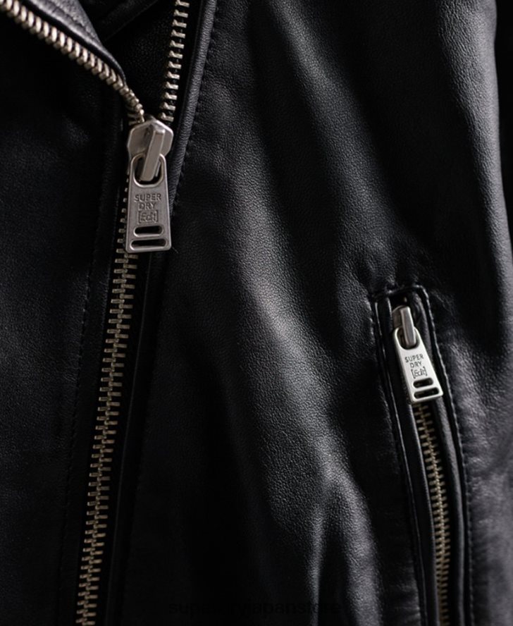 ハイブリッドレザーバイカージャケットを編集 女性 Superdry 衣類 黒 2J62PZ5623