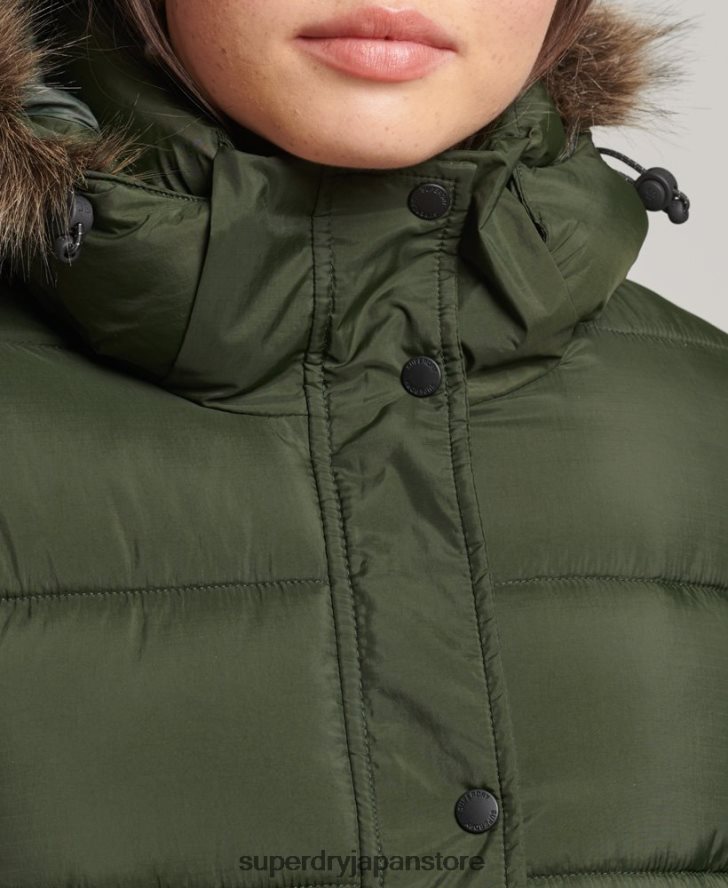 フード付きミッドレイヤーミッドコート 女性 Superdry 衣類 緑 2J62PZ5633