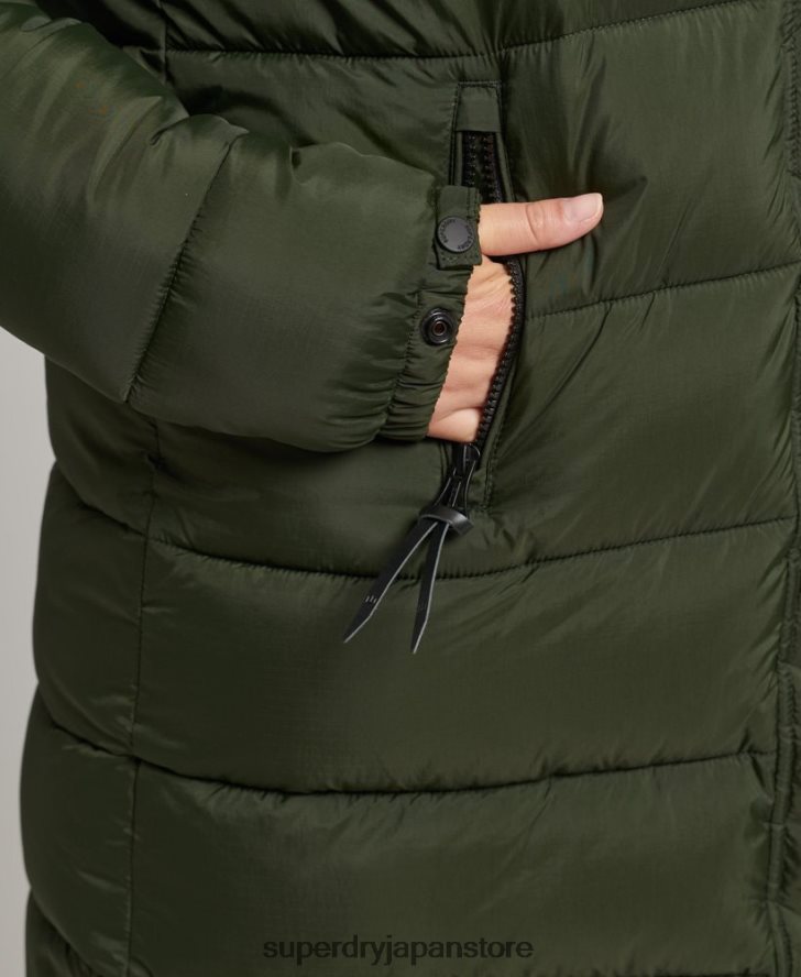 フード付きミッドレイヤーミッドコート 女性 Superdry 衣類 緑 2J62PZ5633