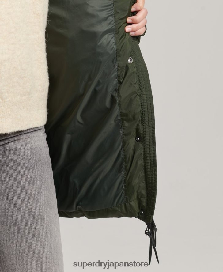 フード付きミッドレイヤーミッドコート 女性 Superdry 衣類 緑 2J62PZ5633