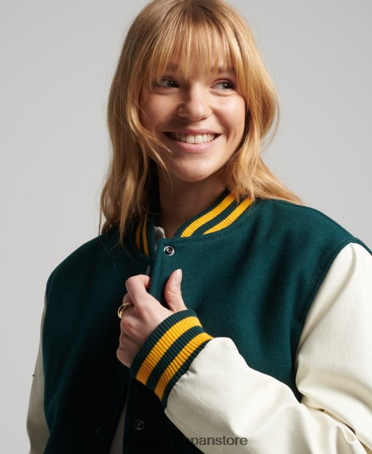 カレッジバーシティボンバージャケット 女性 Superdry 衣類 緑 2J62PZ5636