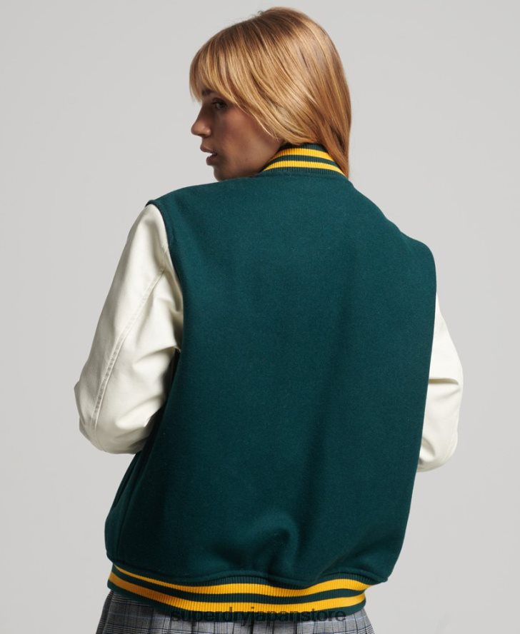 カレッジバーシティボンバージャケット 女性 Superdry 衣類 緑 2J62PZ5636