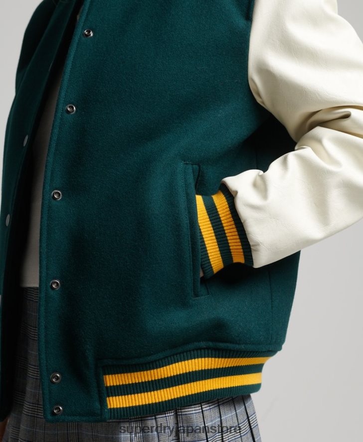 カレッジバーシティボンバージャケット 女性 Superdry 衣類 緑 2J62PZ5636