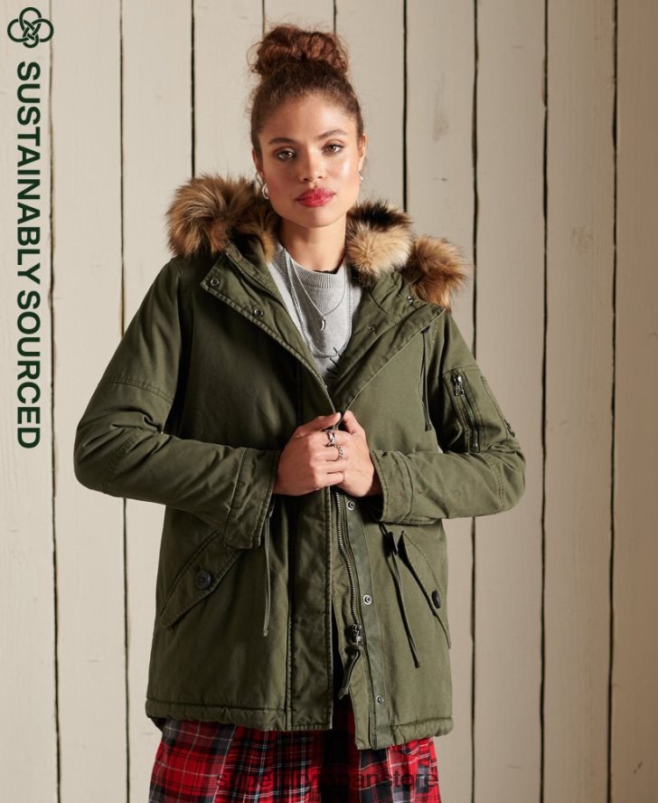 プレミアムミリタリーパーカーコート 女性 Superdry 衣類 緑 2J62PZ5639