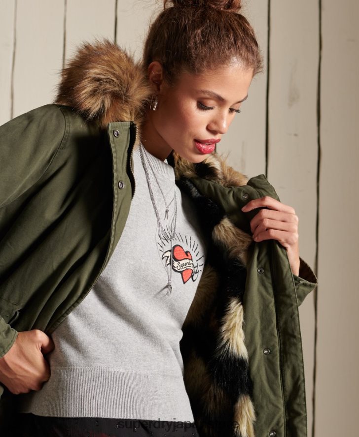 プレミアムミリタリーパーカーコート 女性 Superdry 衣類 緑 2J62PZ5639