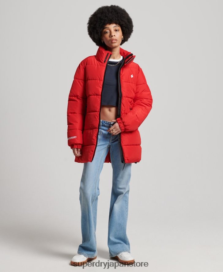 延縄スポーツダウンジャケット 女性 Superdry 衣類 赤 2J62PZ5640