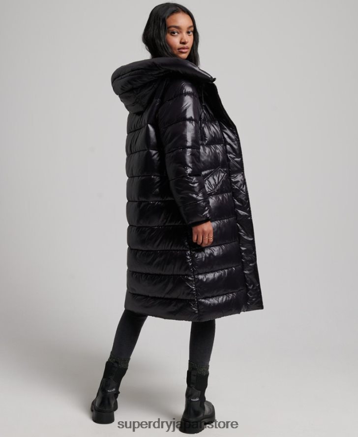 ハイシャイン延縄布団コート 女性 Superdry 衣類 黒 2J62PZ5642