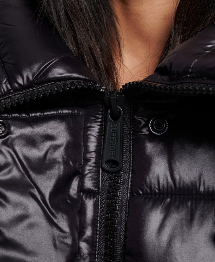 ハイシャイン延縄布団コート 女性 Superdry 衣類 黒 2J62PZ5642