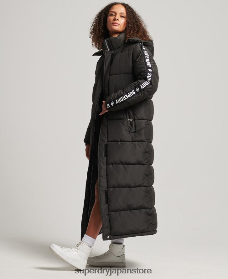 フード付き延縄グラフィック パファーコート 女性 Superdry 衣類 黒 2J62PZ5647