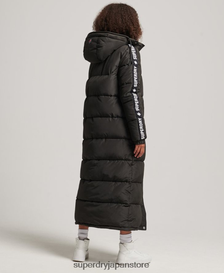フード付き延縄グラフィック パファーコート 女性 Superdry 衣類 黒 2J62PZ5647