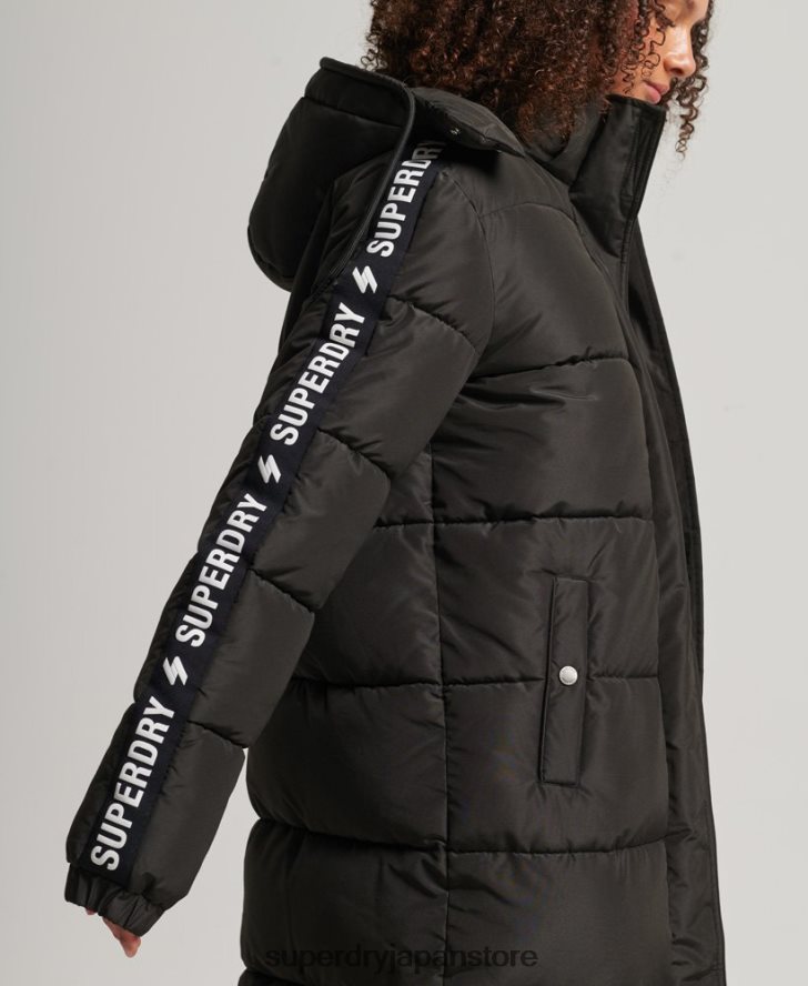 フード付き延縄グラフィック パファーコート 女性 Superdry 衣類 黒 2J62PZ5647