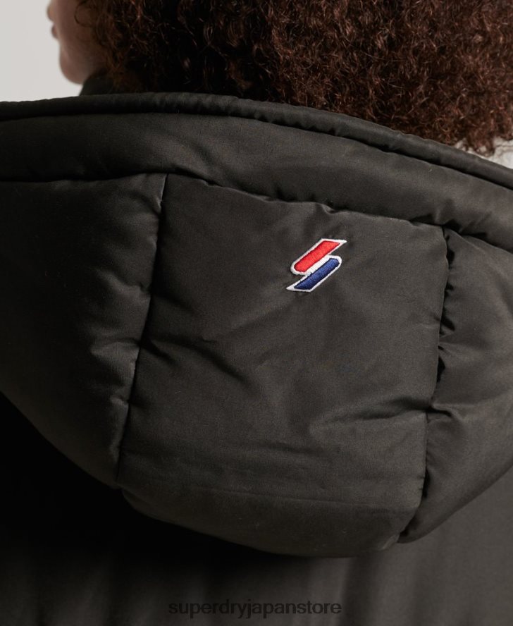 フード付き延縄グラフィック パファーコート 女性 Superdry 衣類 黒 2J62PZ5647