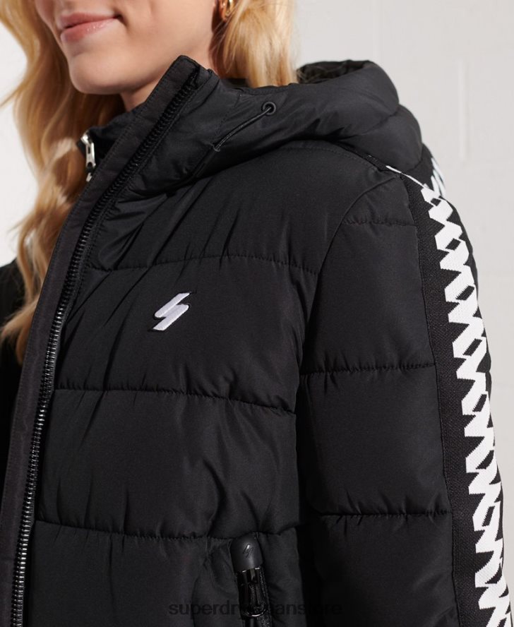 コードロゴテープスピリットパフジャケット 女性 Superdry 衣類 黒 2J62PZ5649