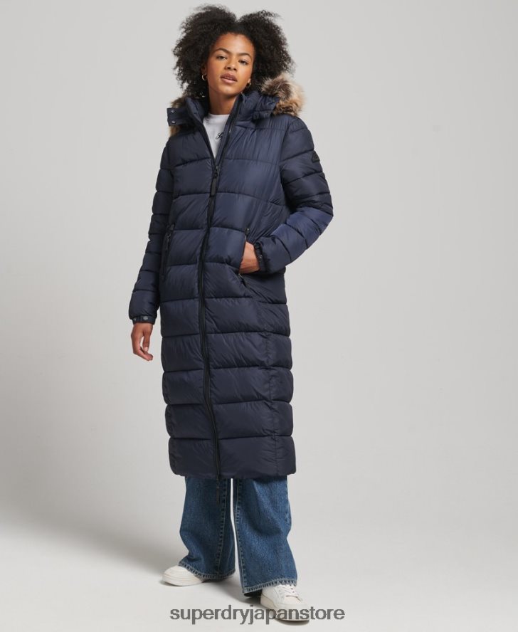 マウンテンフード付き富士延縄コート 女性 Superdry 衣類 海軍 2J62PZ5651
