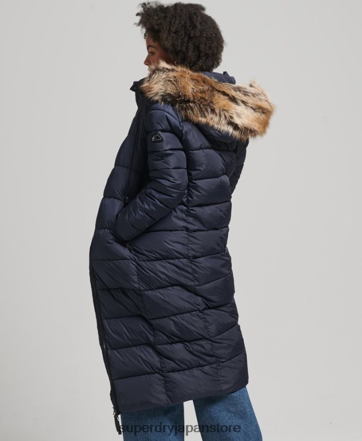 マウンテンフード付き富士延縄コート 女性 Superdry 衣類 海軍 2J62PZ5651