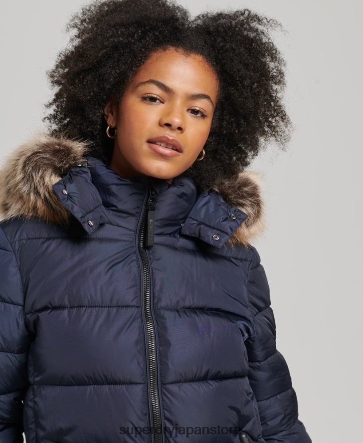 マウンテンフード付き富士延縄コート 女性 Superdry 衣類 海軍 2J62PZ5651