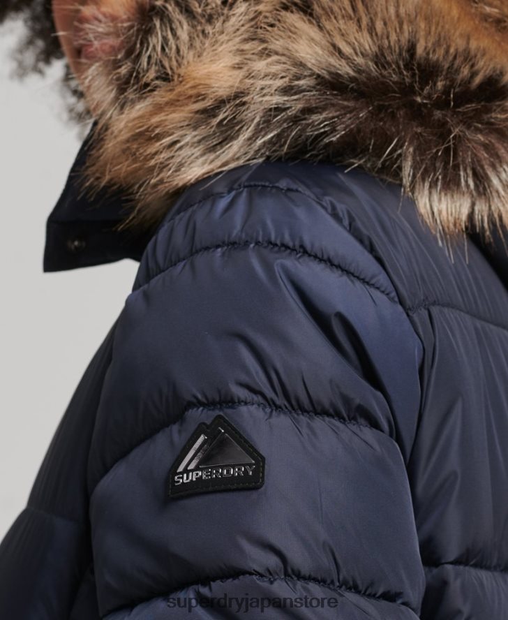 マウンテンフード付き富士延縄コート 女性 Superdry 衣類 海軍 2J62PZ5651