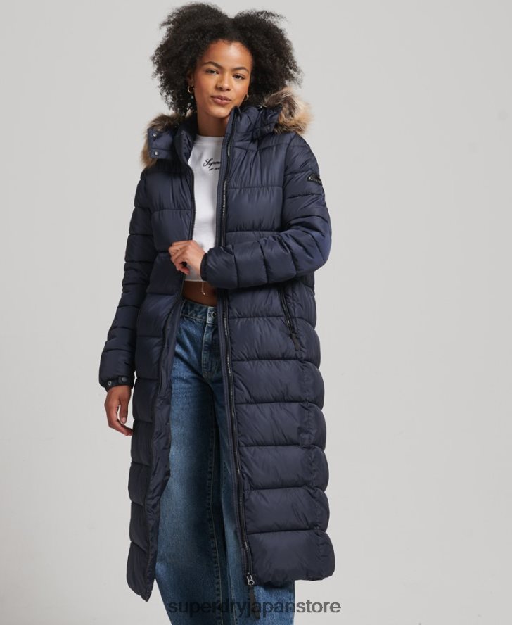 マウンテンフード付き富士延縄コート 女性 Superdry 衣類 海軍 2J62PZ5651
