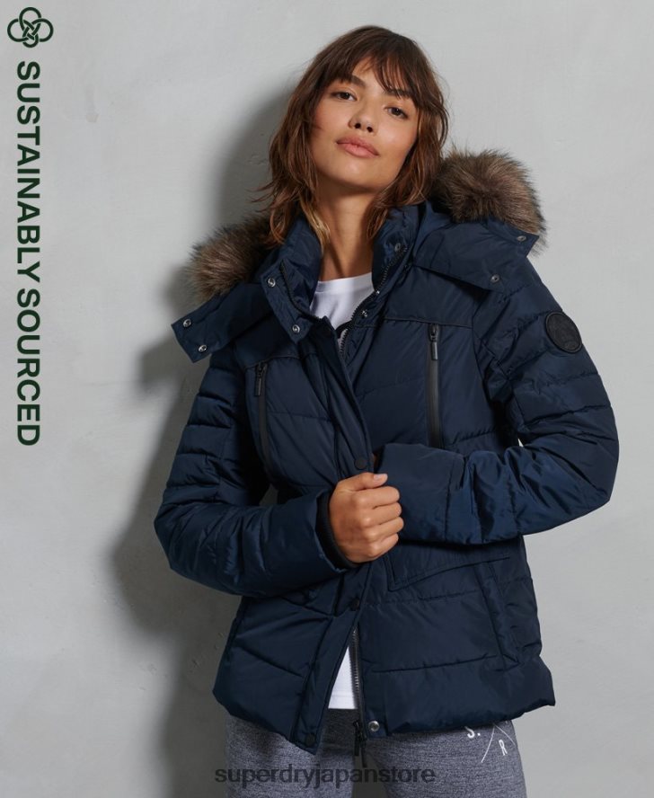 氷河パッド入りジャケット 女性 Superdry 衣類 海軍 2J62PZ5654