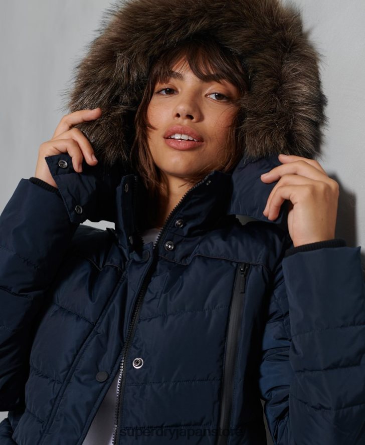 氷河パッド入りジャケット 女性 Superdry 衣類 海軍 2J62PZ5654